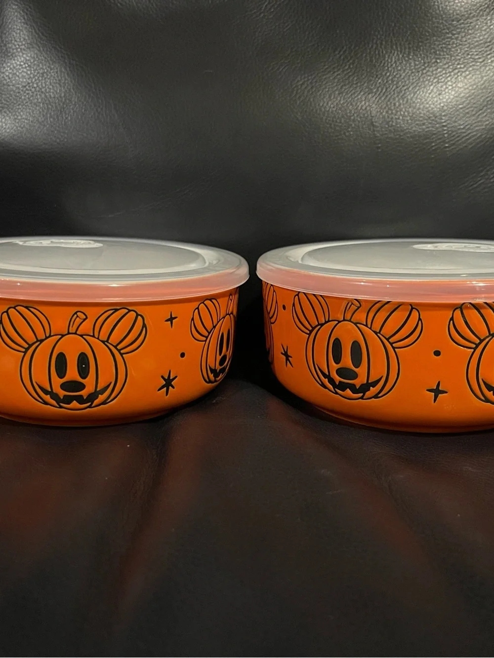 Halloween Pumpkin Themed Mickey Food Storage Bowls with Lids